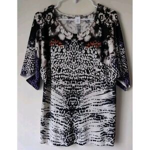 Alberto Makali Womens Top Short Sleeves‎ Black/White/Purple/Orange Size XL